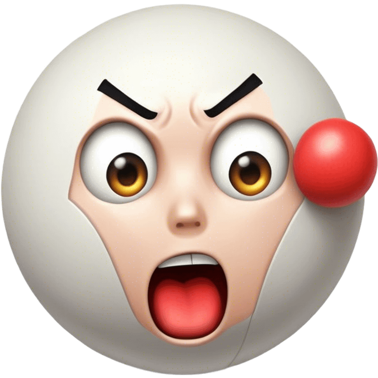 Cartoon-style punching ball hitting a shocked face, transparent background. emoji