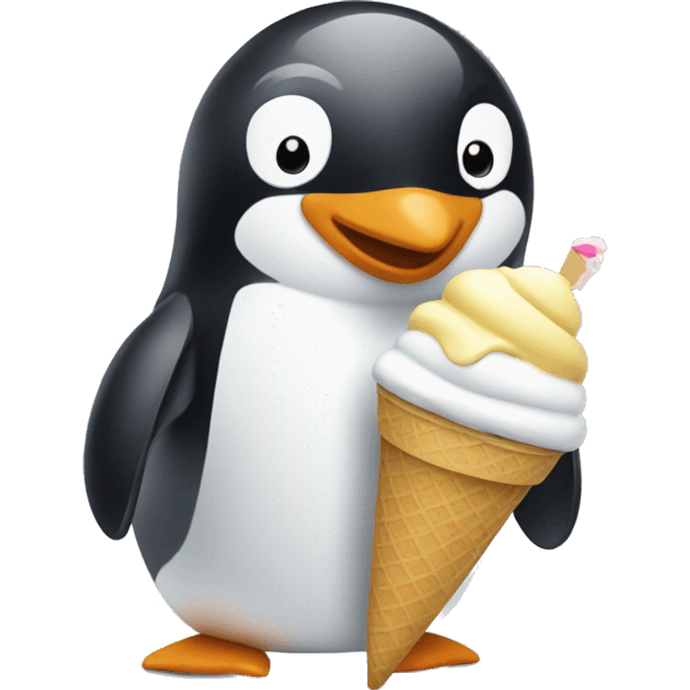 Penguin eating ice cream  emoji