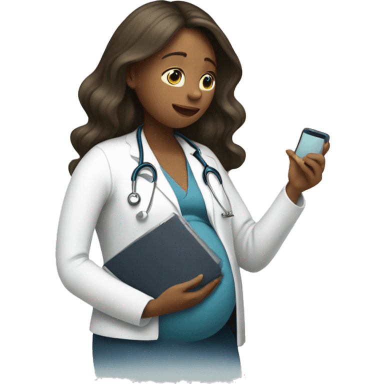 pregnant woman talking to a doctor emoji