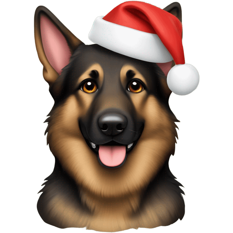 Dark brown German shepherd Santa hat emoji