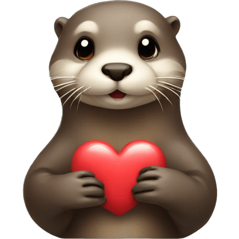 Otter holding heart emoji