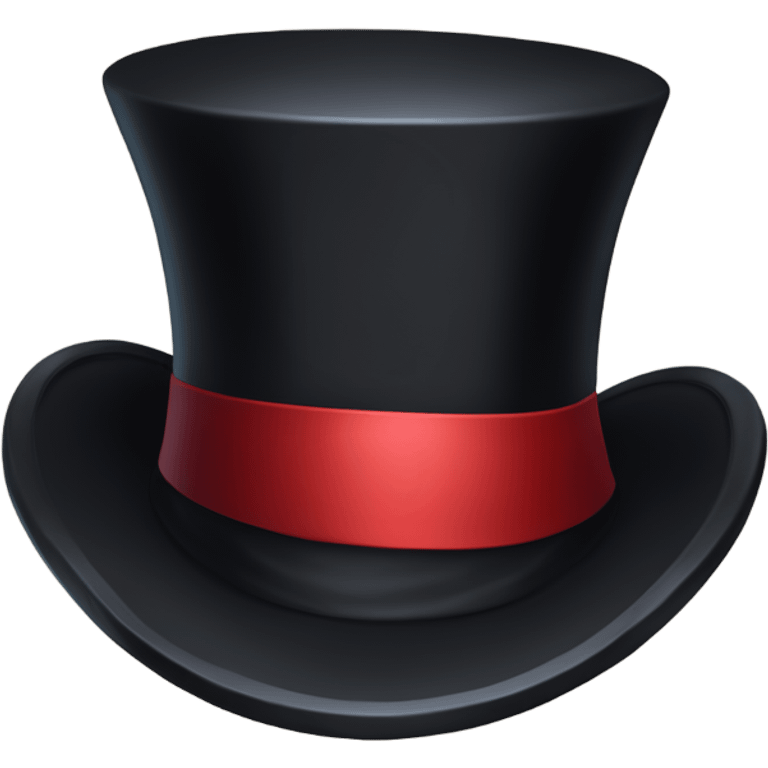 A black top hat displaying a red ribbon around the base. The ribbon forms a visible bow at the front, with the ends falling slightly over  emoji