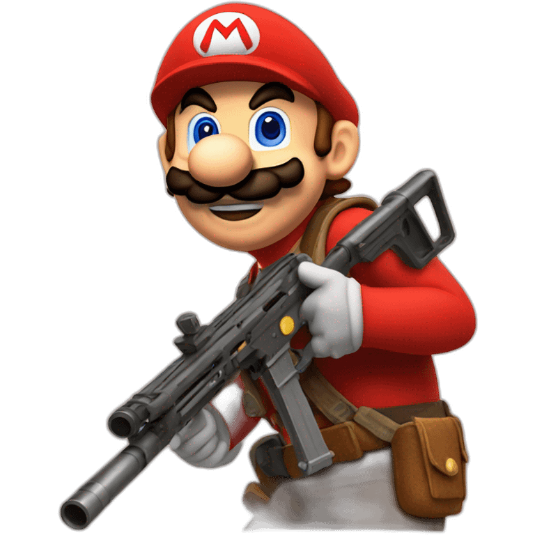 Mario with rifle shot luigui emoji