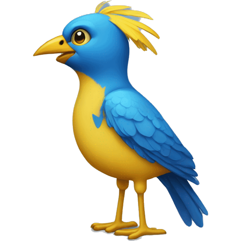 Blue silly bird boy with yellow beak emoji