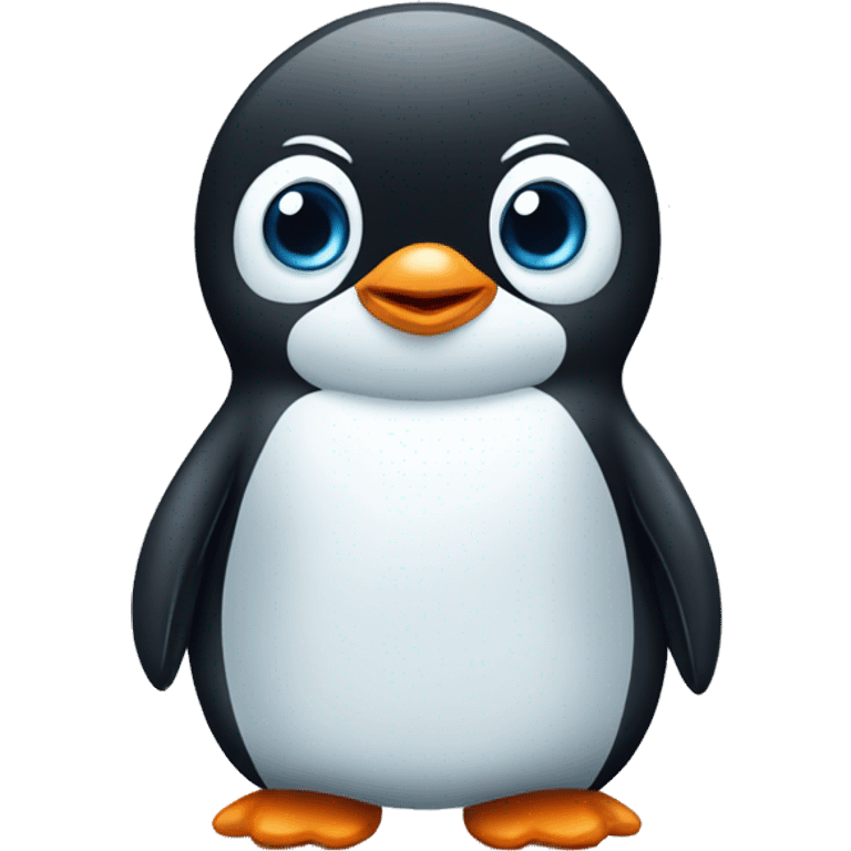 Create a cute Cartoon looking Baby Penguin with big eyes. And make him  standing on a iceberg emoji