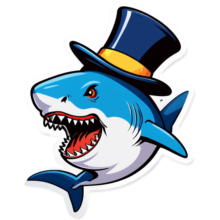 Shark with a top hat emoji