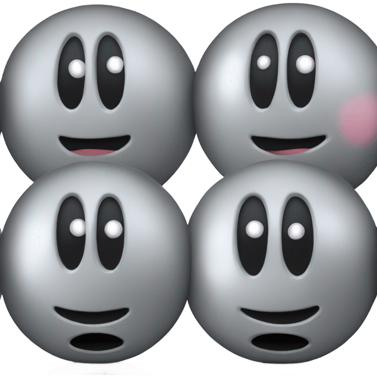 Metal cute black eyes Kirby ball driving on 4 car wheels emoji