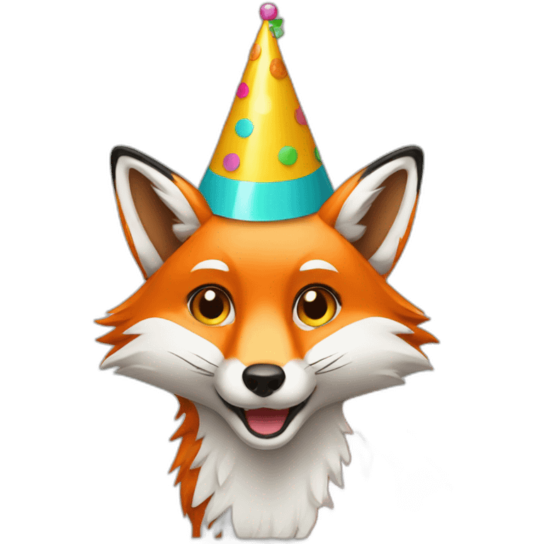 Fox wearing a party hat emoji