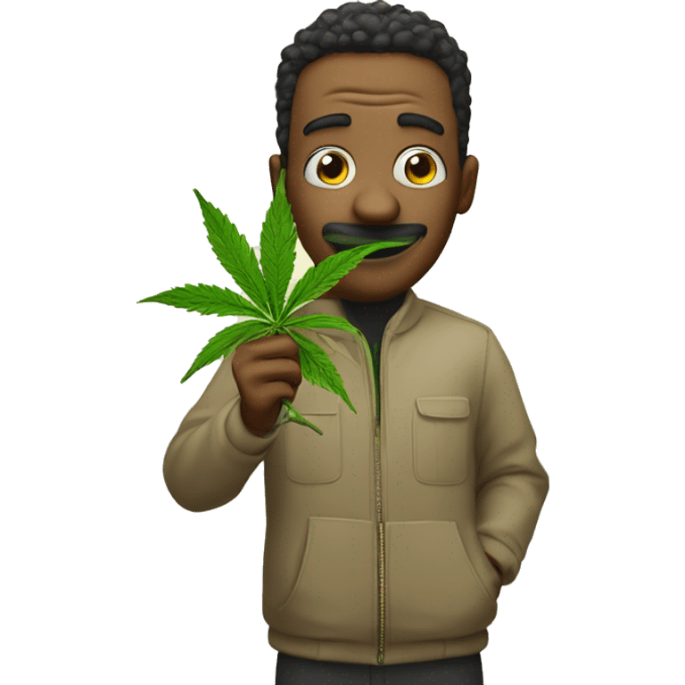 goofy silly person holding weed plant  emoji