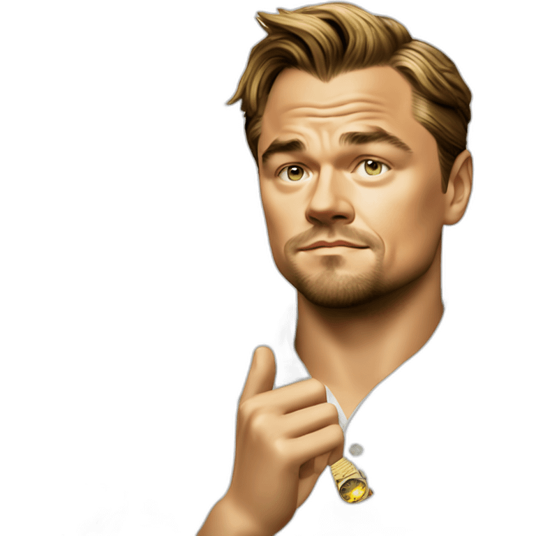 leonardo dicaprio in a white polo shirt and gold watch throws moneyone emoji