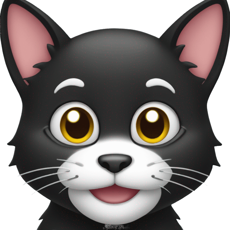 Smiling black cat cartoon  emoji