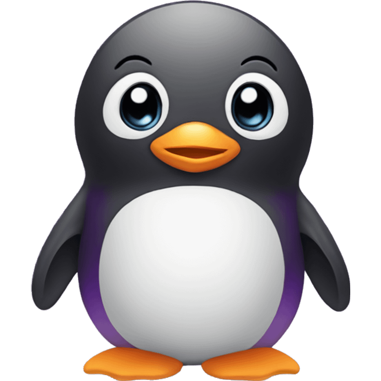 cute baby penguin as a chatbot in purple color emoji