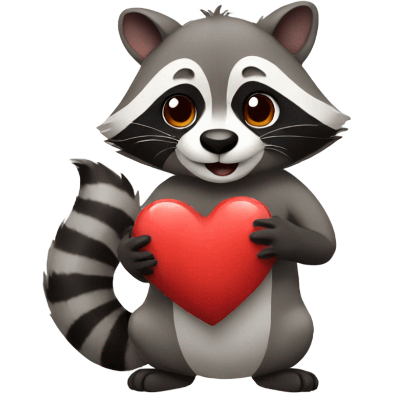 Raccoon holding heart emoji