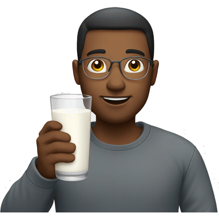 Man holding glass of milk  emoji