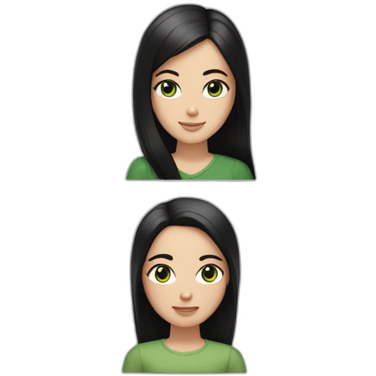 Girl with black straight hair and green eyes with tall white men with brown short hair emoji