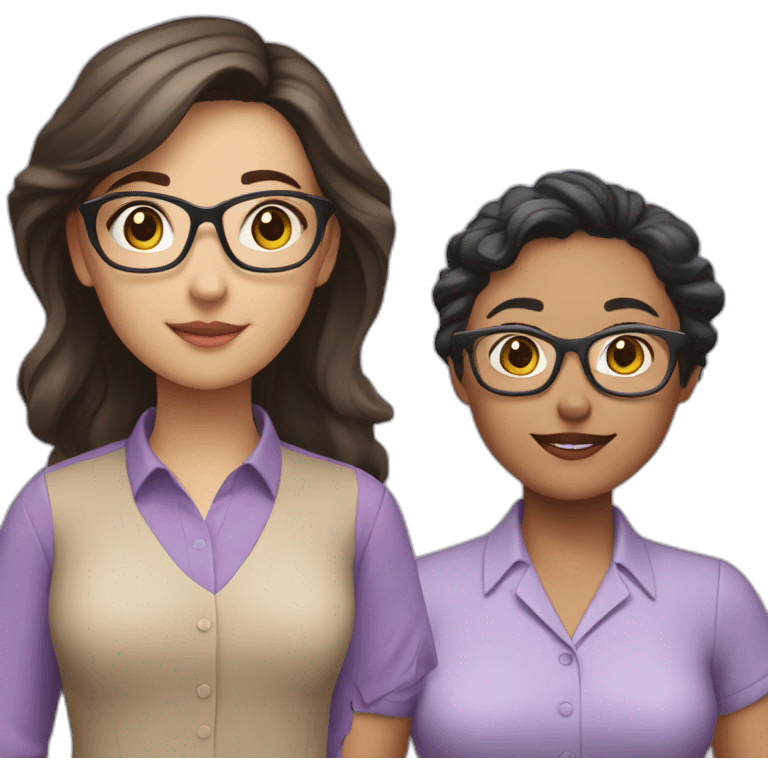 girl teacher in glasses with dark hair teacher in a lilac shirt emoji