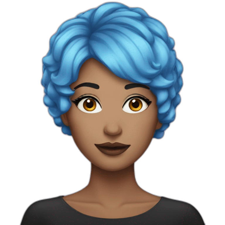 women with short blue hair and glitter makeup emoji