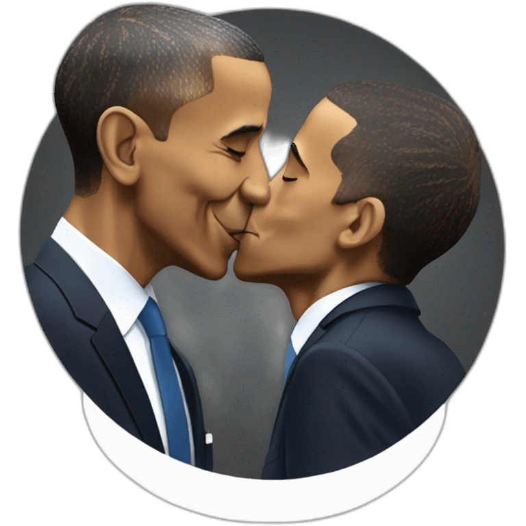 Barack Obama kissing emmanuel Macron emoji