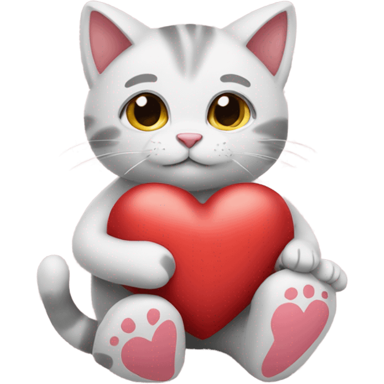 cat hugs toy heart emoji