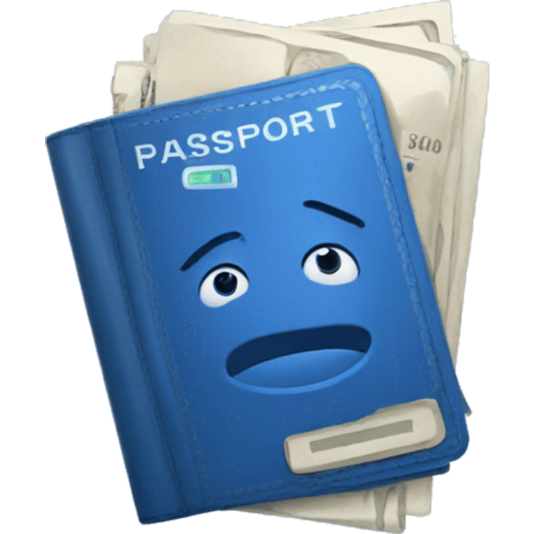 blue passport with the emotion of shock emoji