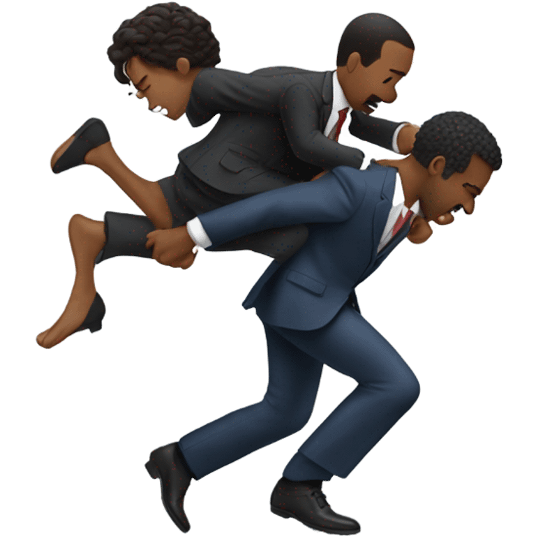 Amos newsome wearing a suit pushing someone emoji