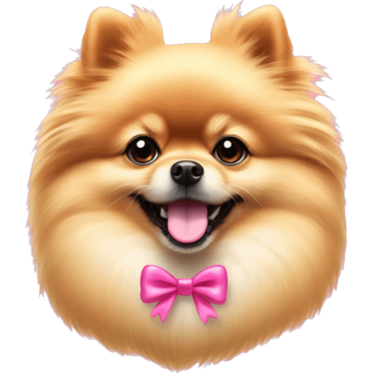 Pomeranian with pink bow on head emoji