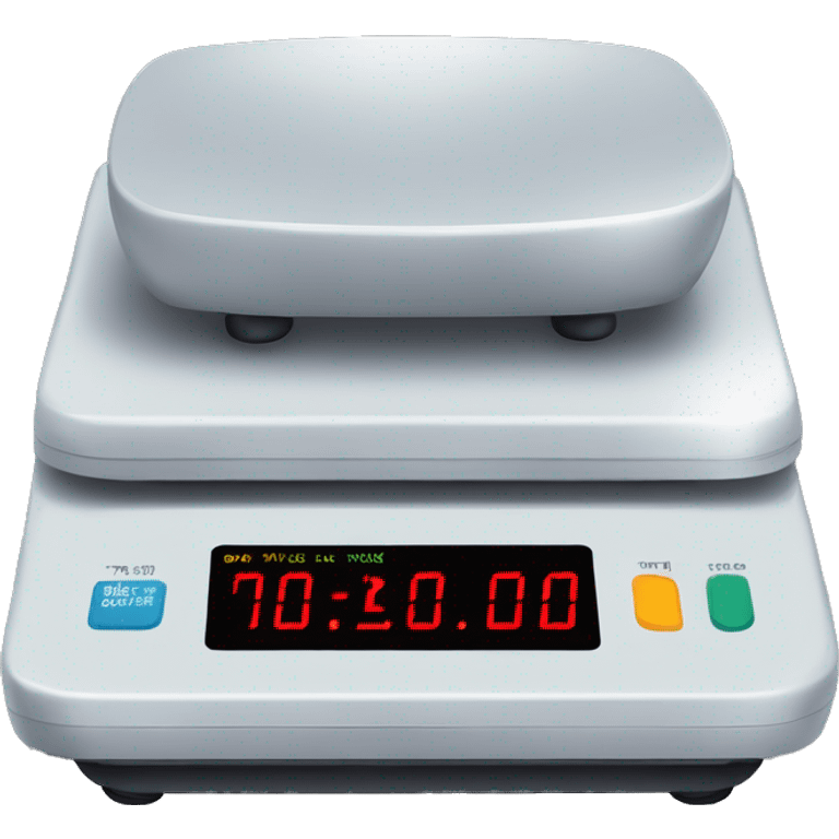 Draw a digital scale which has a text 99.8kg on the screen emoji