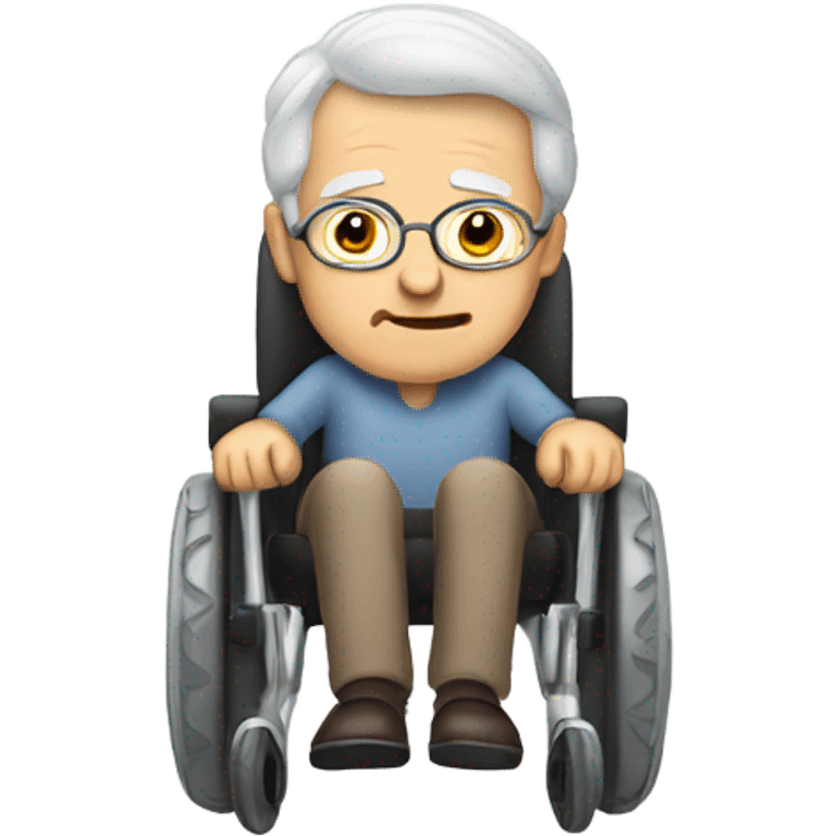 Old man white grey hair in a power hair wheelchair emoji