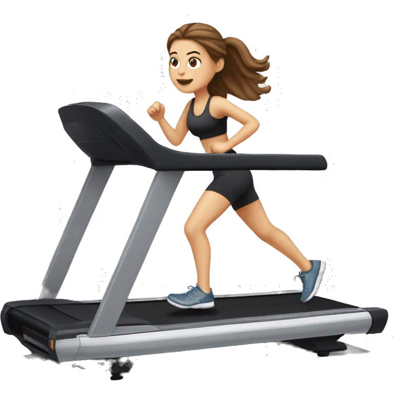 white girl with brown hair on treadmill emoji