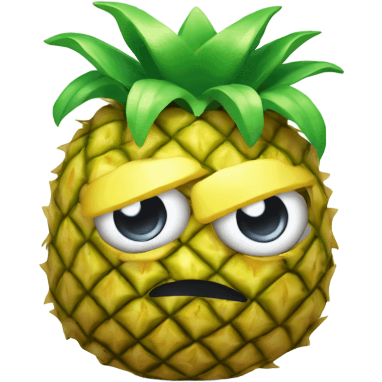 3D one shy pineapple  🍍 with big shiny eyes 👀 The pineapple cute embarrassed ☺️ emoji