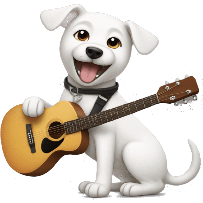 White dog playing guitar emoji