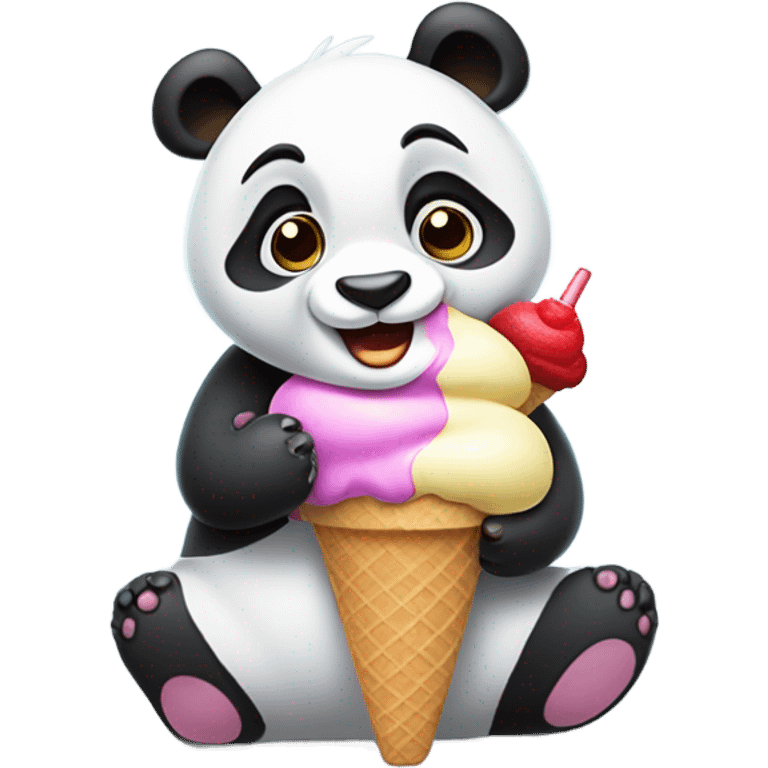 Panda eating ice cream emoji