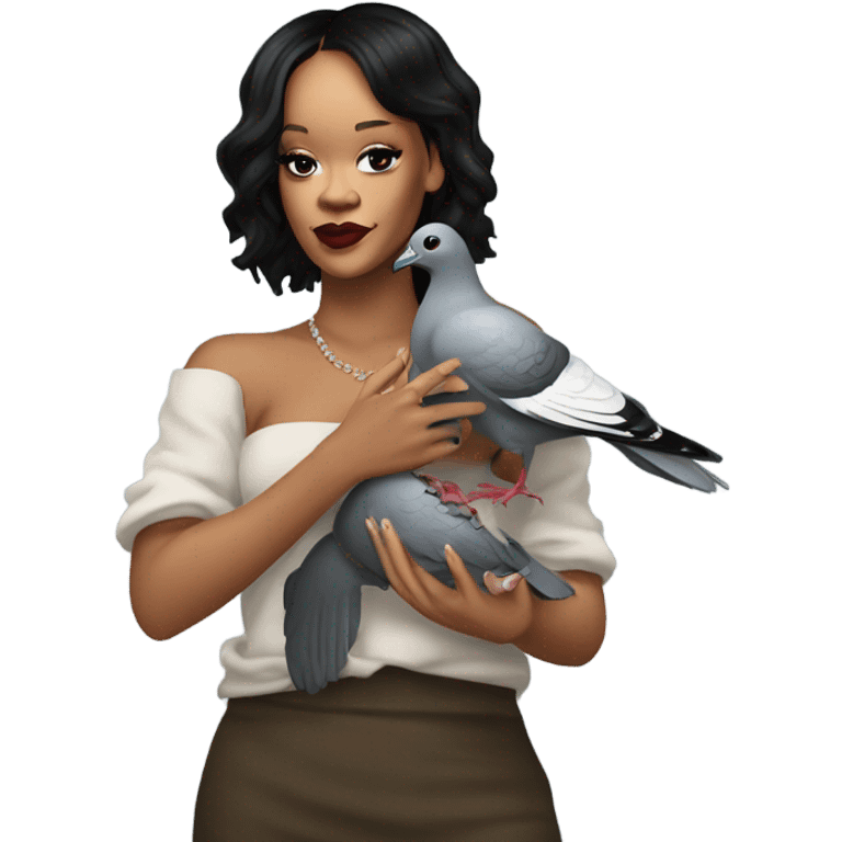 Rihanna with a pigeon  emoji