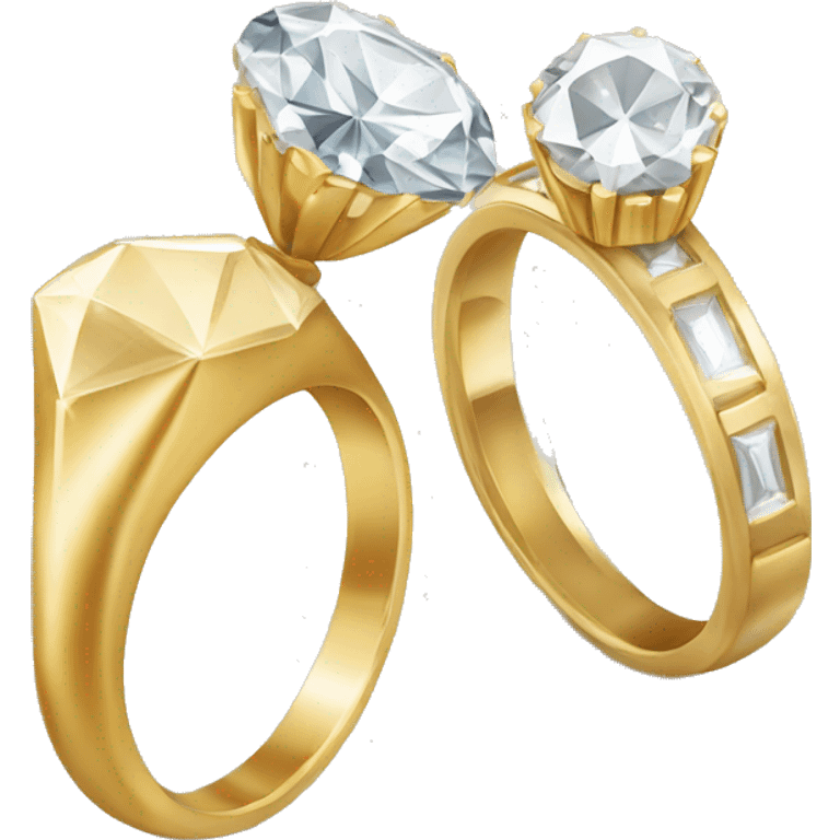 a diamond ring and a gold ring together emoji