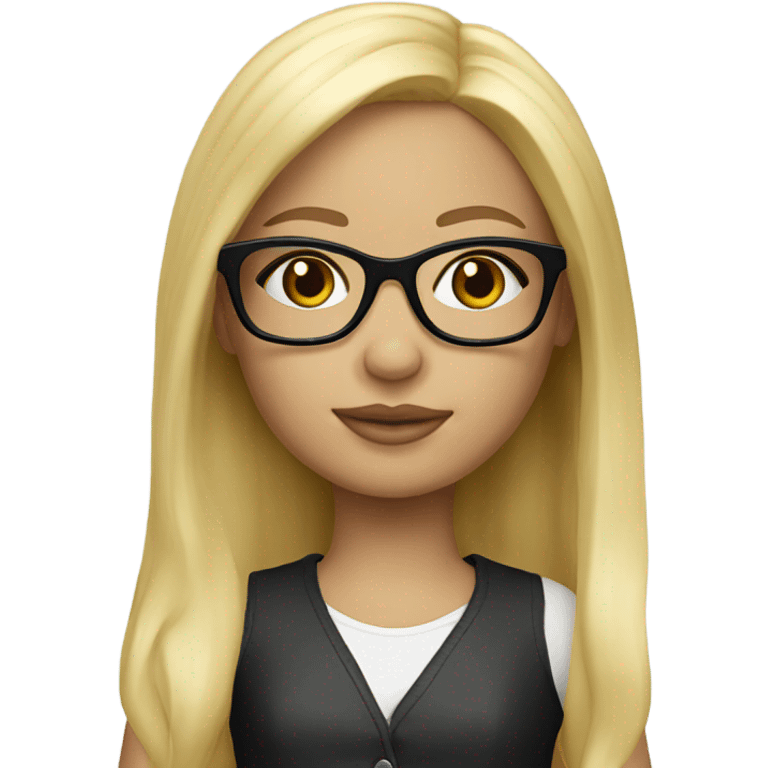 Blonde brats doll with glasses emoji