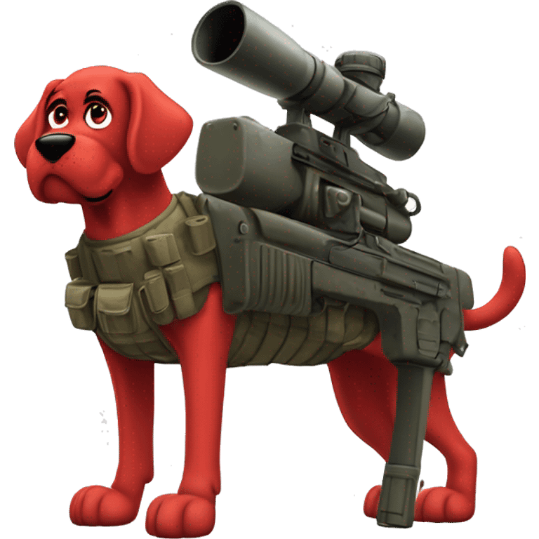 Clifford the giant bright red dog pbs humanoid as a military sniper call of duty character standing alone emoji