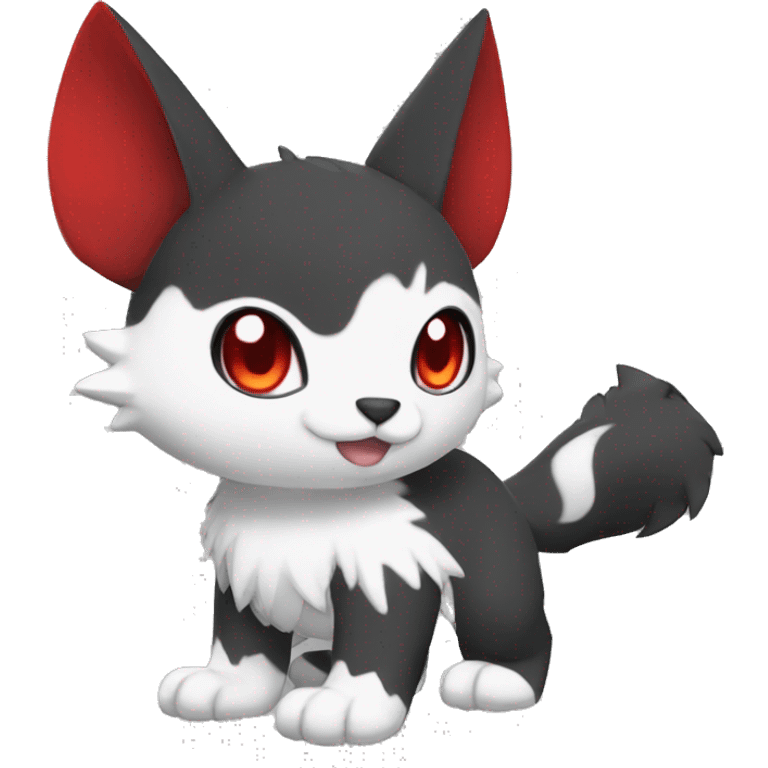 Cute cool black red white animal hybrid Fakemon full body emoji