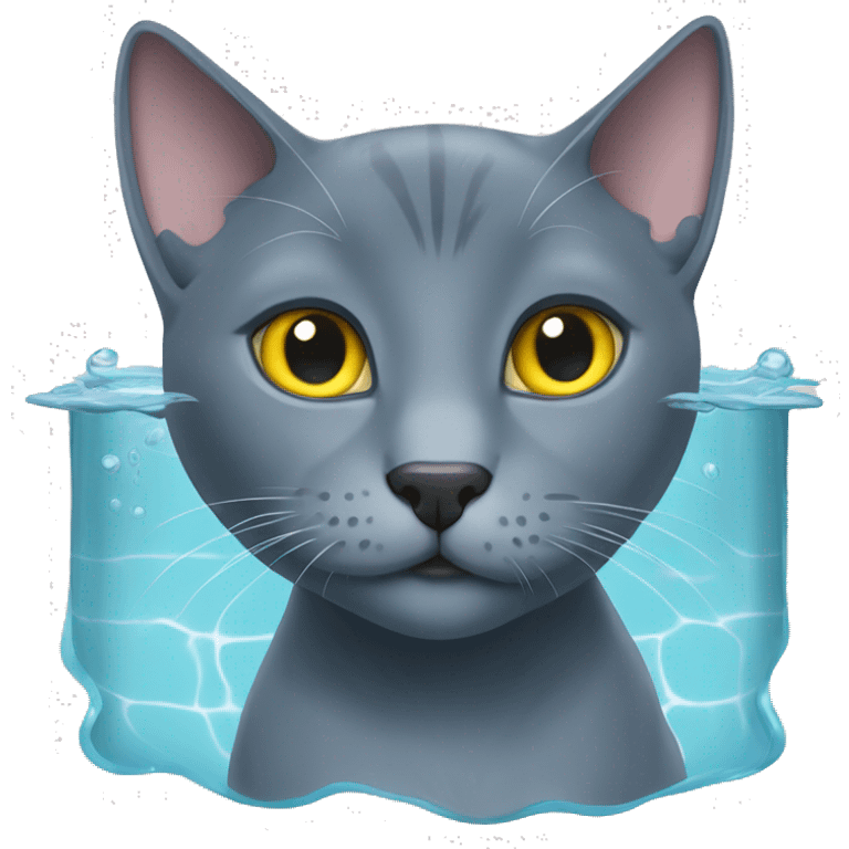 Russian blue cat in a pool emoji