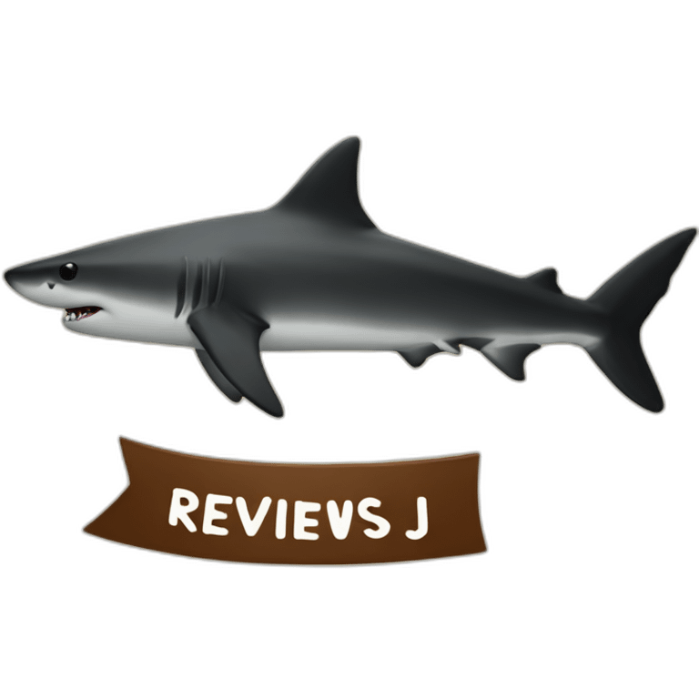 Black shark holding a sign with the inscription “ReviewsJr” emoji