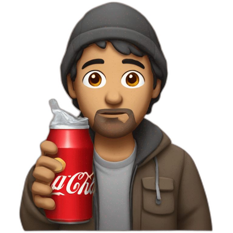 hispanic homeless man drinking coke emoji