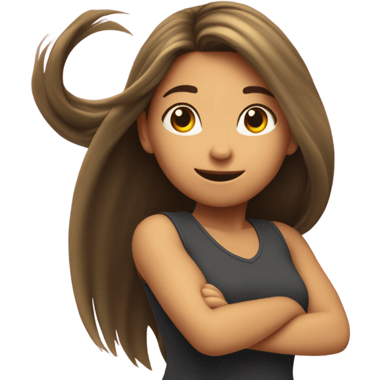 Girl doing hair toss emoji