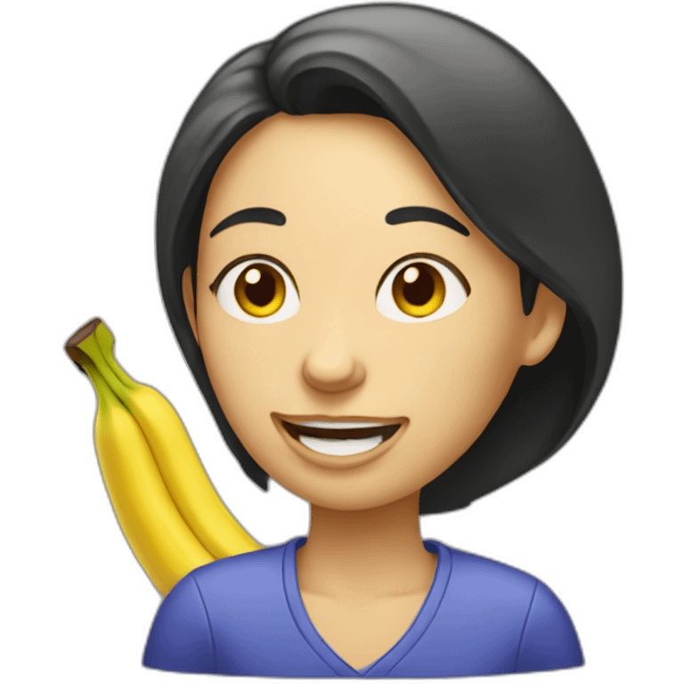 Profile of a Woman eating banana emoji