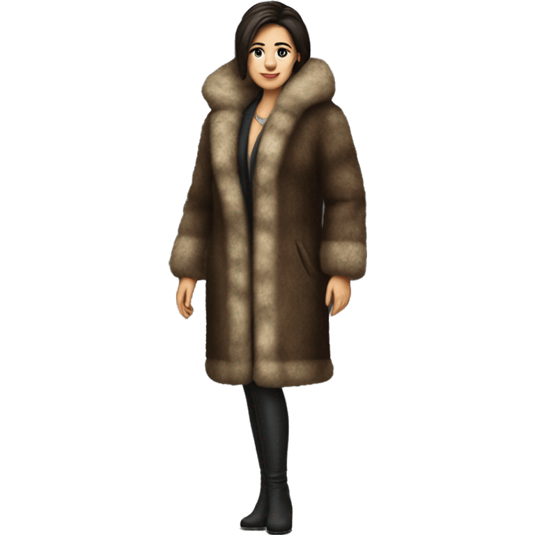 Realistic brunette mob wife full body fur coat emoji