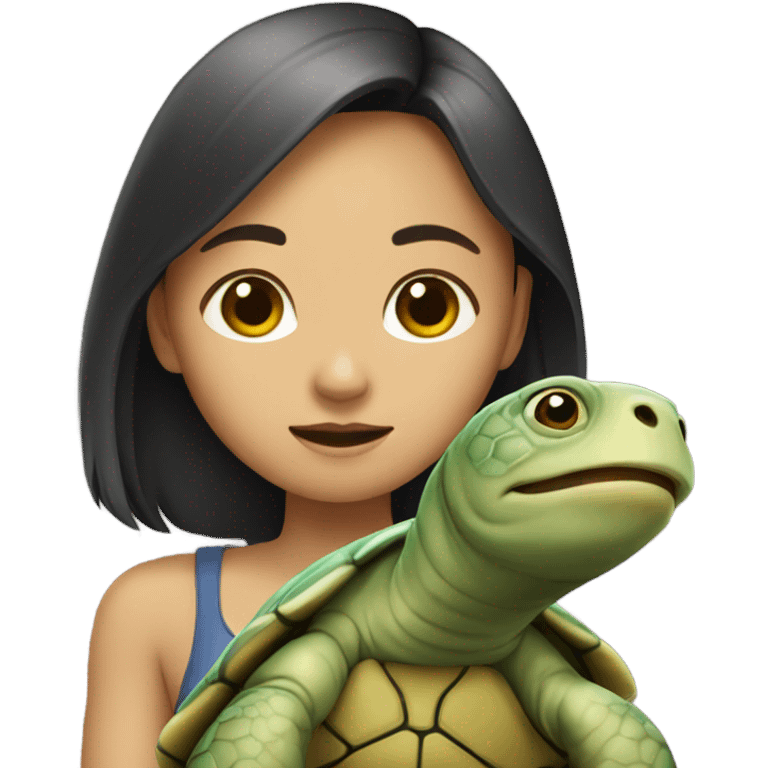 an asian girl but instead of a human body she has the body of a turtle emoji