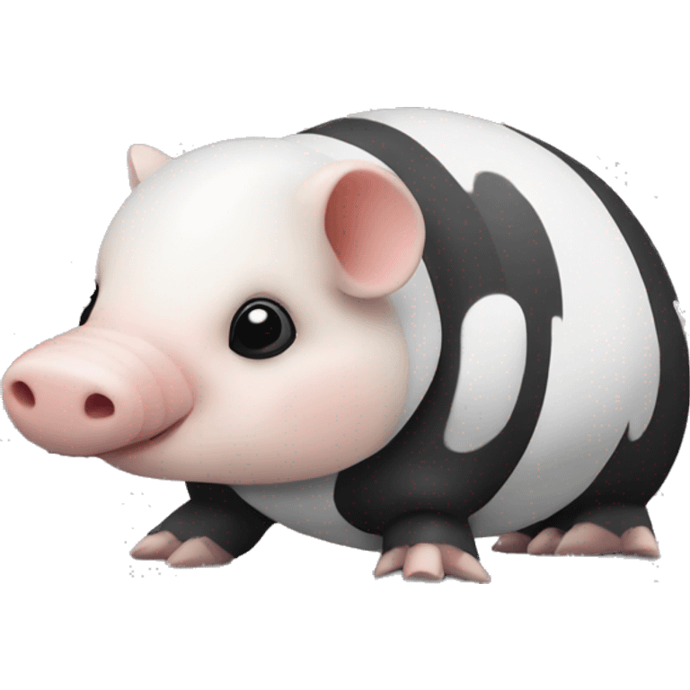 Black and white chubby armadillo pig panda centipede armadillo  emoji