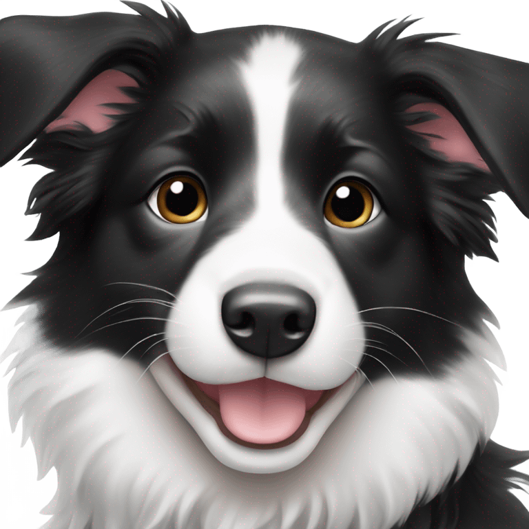 a black and white border collie puppy smiling emoji