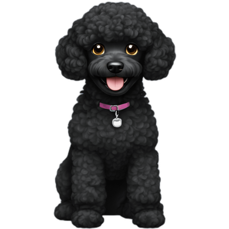 black mini poodle boy dog smiling emoji