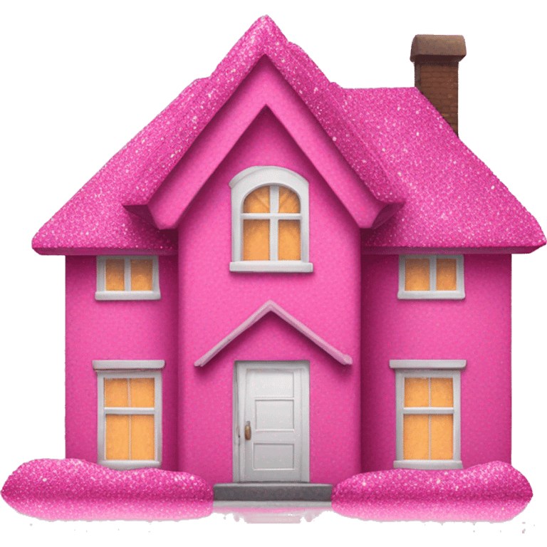 Pink house with glitter emoji