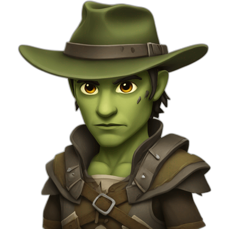 Half-orc ranger wearing fedora  emoji