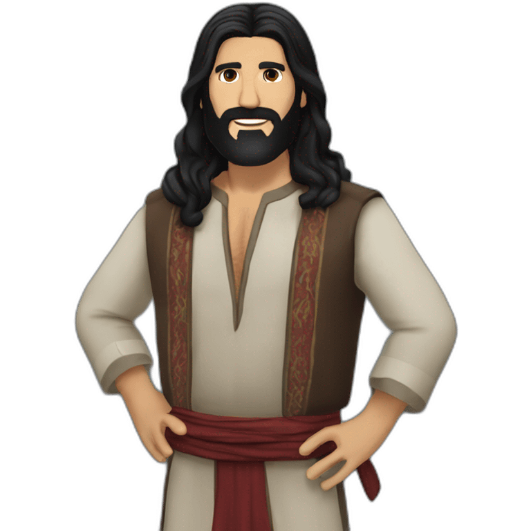 Kayvan Novak traditional clothes long hair very long beard emoji